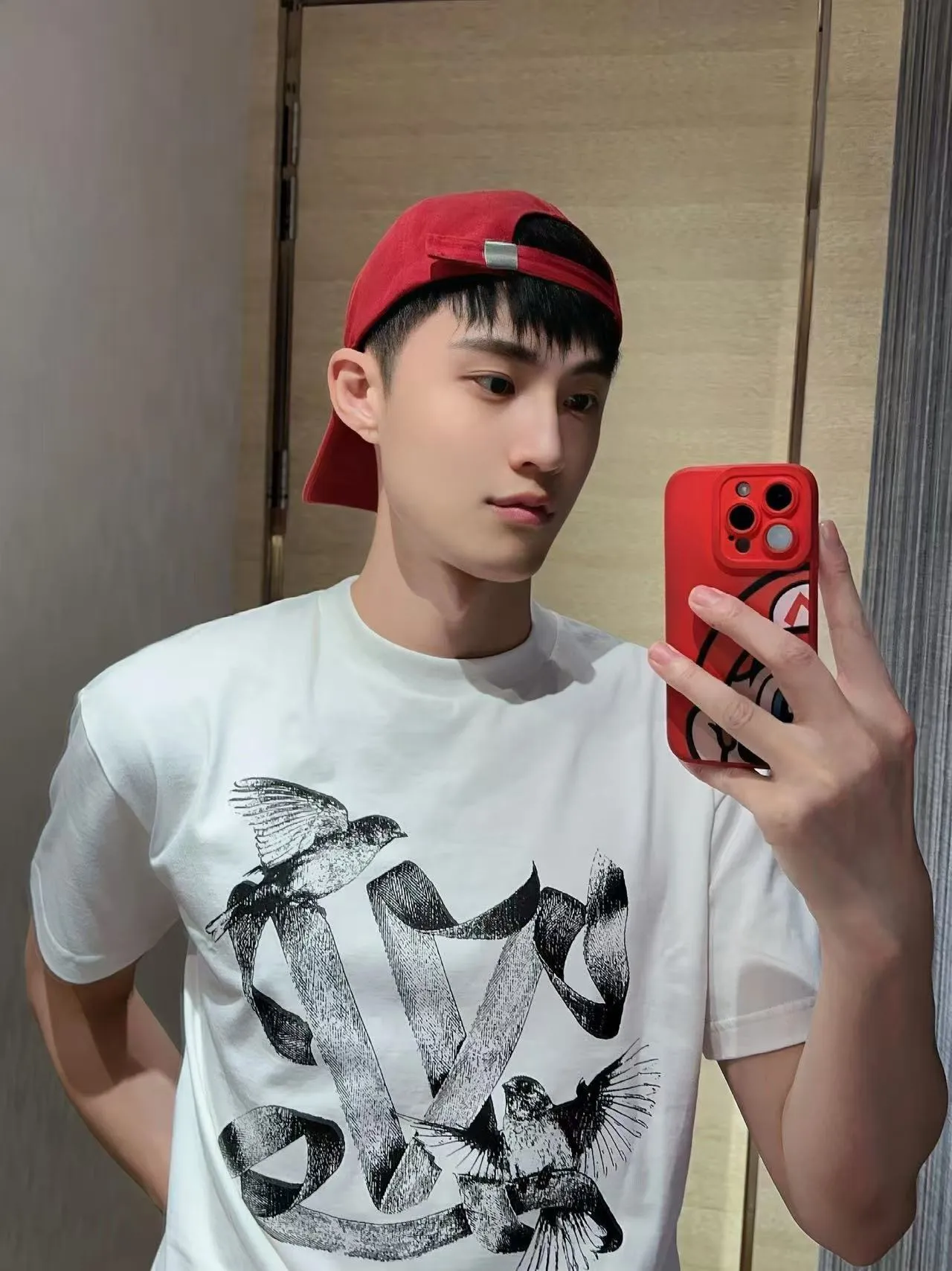 Louis Vuitton/Louis Vuitton white dove print short sleeves